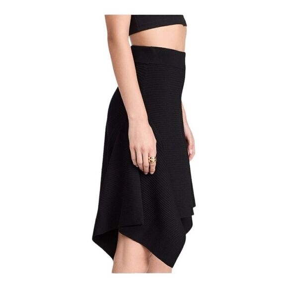 A.L.C. Dalia Black Ribbed Handkerchief Skirt Size Small - Picture 4 of 9